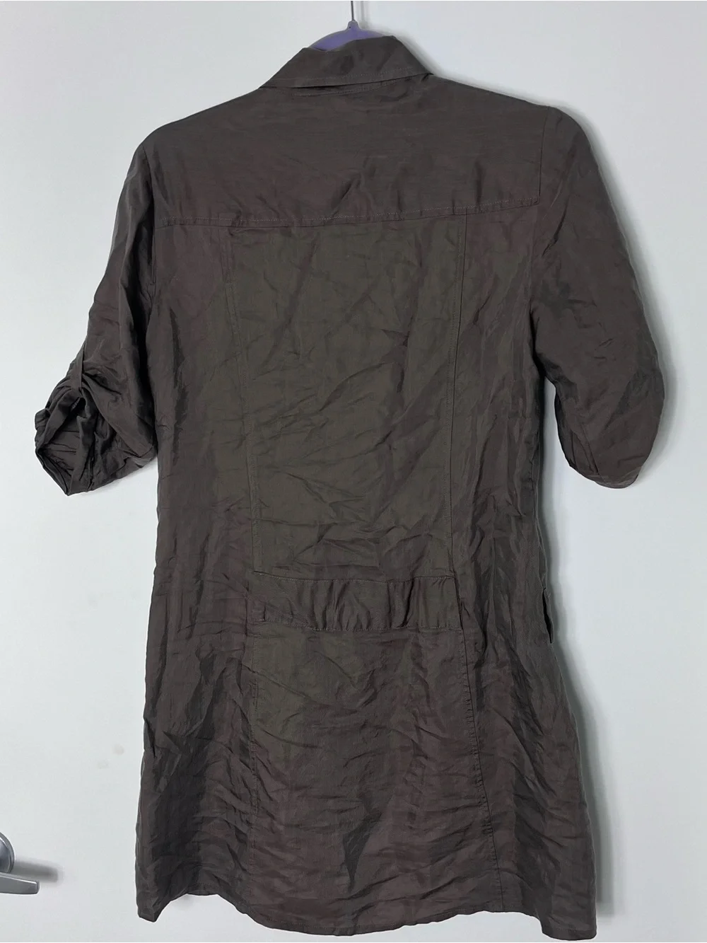 Mason Michelle Mason Full Dio Utility Dress Half Sleeve Brown Lightweight 2 USA